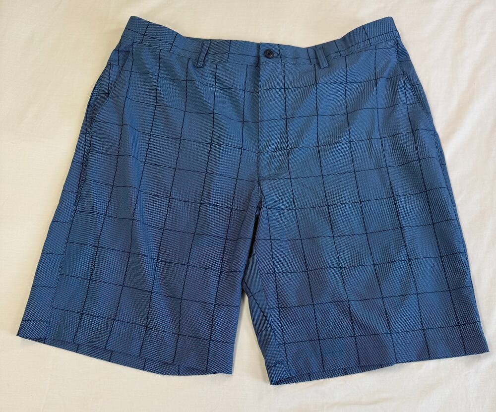 PGA Tour Men’s Size 38 Blue Windowpane Plaid Golf Shorts Stretch